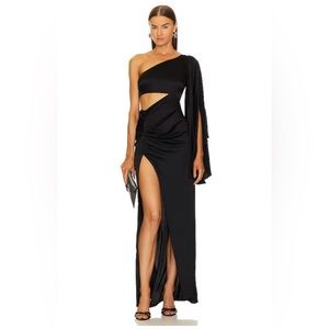 Small Black Michael Costello Kamaria Gown. Never Worn. Tags Attached.